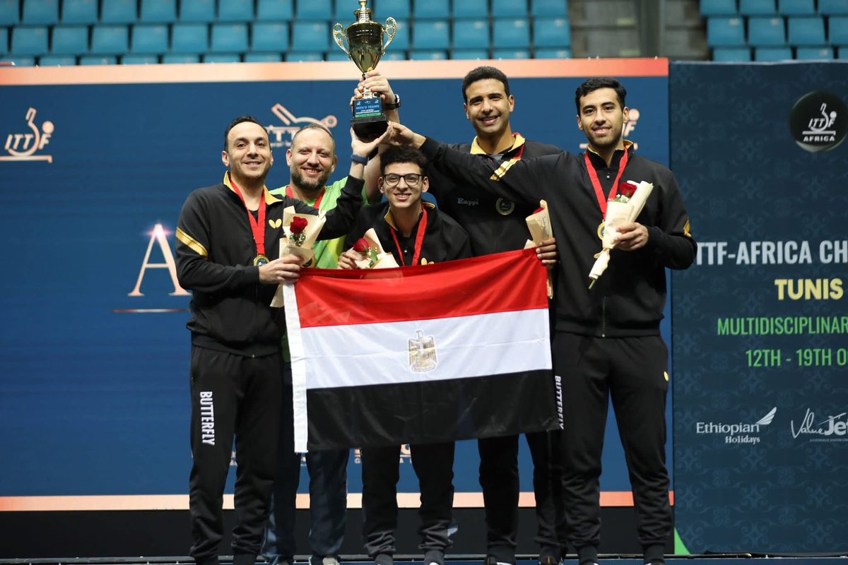 TeamsEgypt's tweet image. صور من مراسم تتويج المنتخب الوطني لتنس الطاولة رجال و سيدات بلقب بطولة إفريقيا لتنس الطاولة تونس 2025.
#TeamEgypt
#TableTennis
#ITTFAChamps