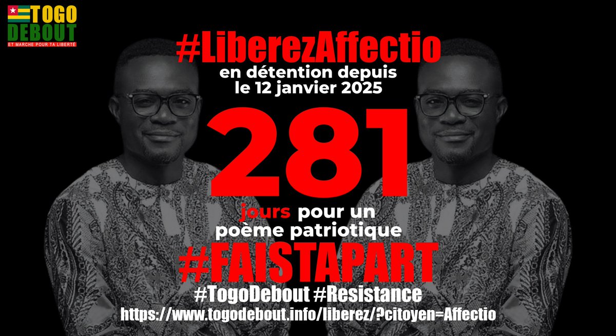 Libérez Affectio / Free Affectio togodebout.info/liberez/?citoy…

#LiberezLesPrisonniersPolitiques

#FreeTogo
#TogoDebout
#FaureMustGo