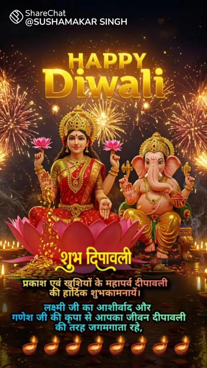 🎆✨
“दीयों की रोशनी से जगमगाए आपका संसार,
खुशियों की महक से महके हर एक द्वार।
लक्ष्मी माता का हो आप पर अपार आशीर्वाद,
सफलता, समृद्धि और आनंद रहे हर बार।
आपको और आपके परिवार को हार्दिक शुभकामनाएँ —
🌟 शुभ दीपावली! 🌟”
✨🎆

गौरव राजपूत