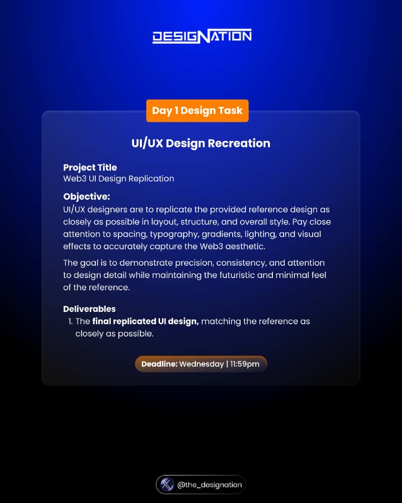 The_DesigNation's tweet image. Task for the week: UI/UX Design Recreation
For the UI/UX Designers 🧡💙