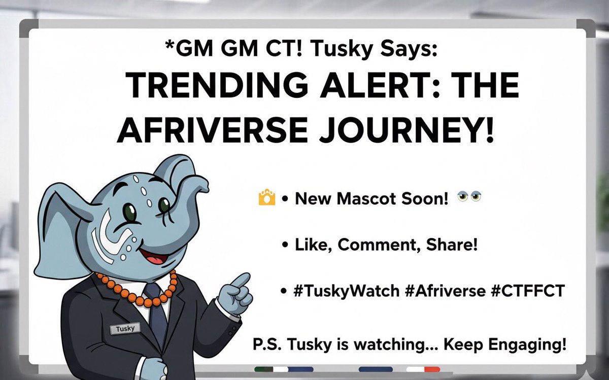 globalAfriverse's tweet image. Good Morning, Crypto Trailblazers!

We are thrilled to announce the start of a fantastic new trend right here on the @globalafriverse page, led by our iconic mascot, Tusky the Elephant!

Get ready to see a lot more of Tusky as he guides us through the Afriverse journey. 

But…