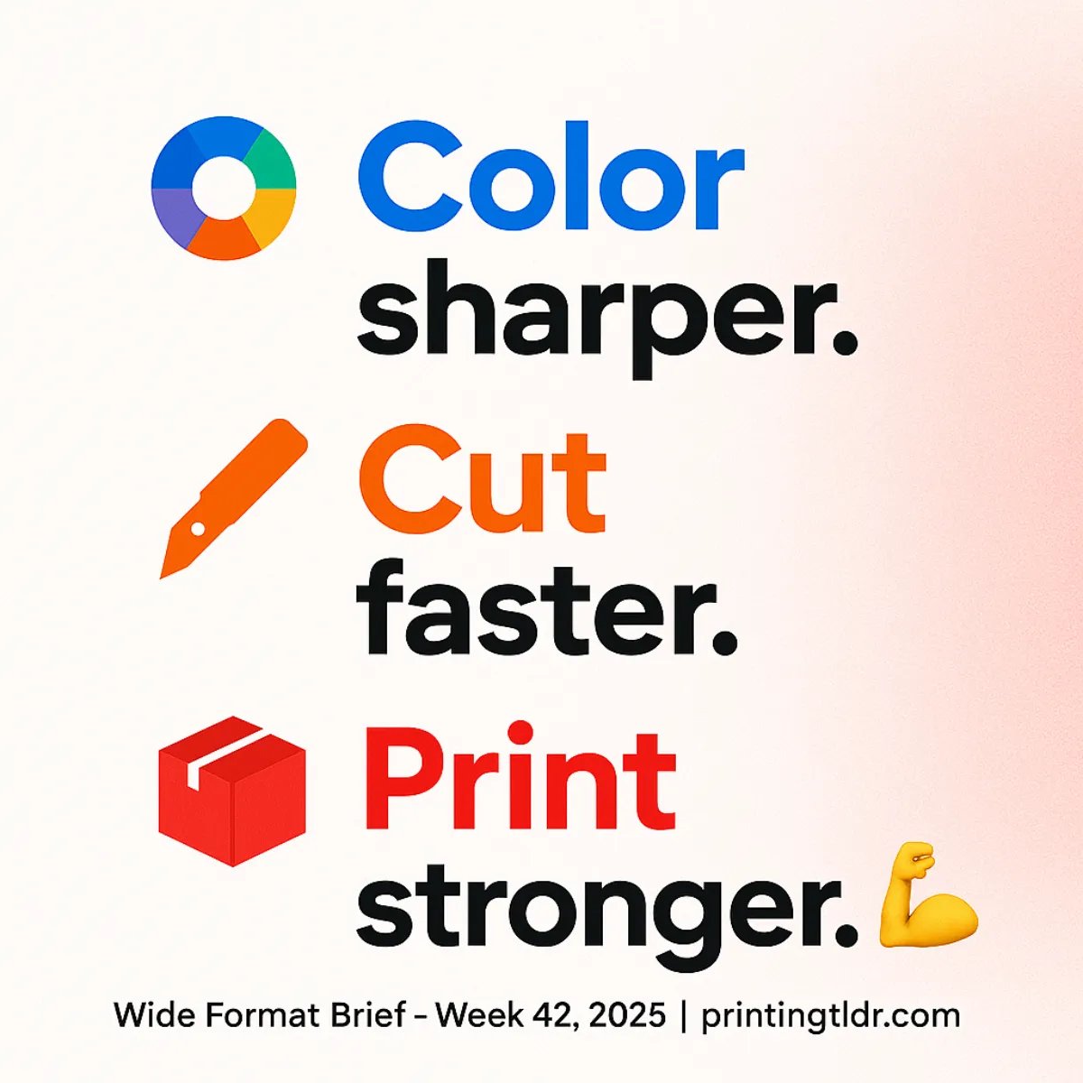 printingtldr's tweet image. Color, cutting, and corrugated — Week 42 delivers it all. 🖨️

Canon, DuPont, Epson, Techkon, and Kongsberg redefine print precision.

#WideFormatPrinting #Canon #Epson #DuPont #Techkon #Kongsberg