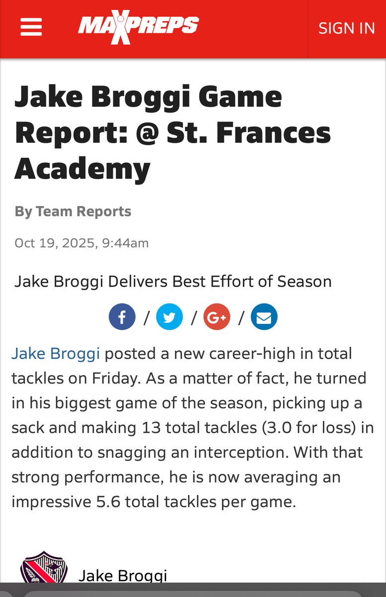 Well deserved coverage on <a href="/JakeBroggi/">Jake Broggi C/O 28</a> from <a href="/MaxPreps/">MaxPreps</a> regarding his savage performance against the #2 team in the country this weekend. Big Viking Energy just got bigger. 👀👀👀

<a href="/JonasLGray/">Jonas Gray</a> 
<a href="/JakeBroggi/">Jake Broggi C/O 28</a> 
<a href="/AlexAgrellaRB/">Alex Agrella</a> 
<a href="/Red_Zone75/">Todd Smith</a>