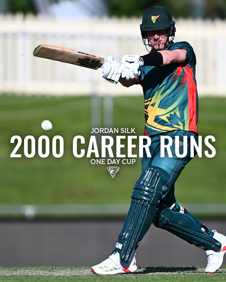 Jordan Silk becomes the ninth Tasmanian player to score 2000 Career Runs in the One Day Cup!