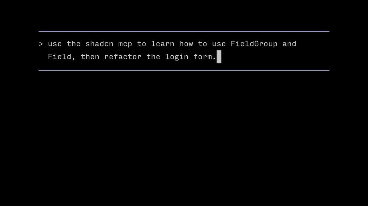 shadcn's tweet image. npx shadcn mcp init