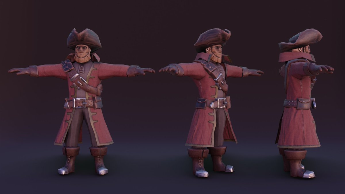 Here, captain.
One more #character from me

~~~
#blender #3d #3dmodeling #3dmodel #stylized