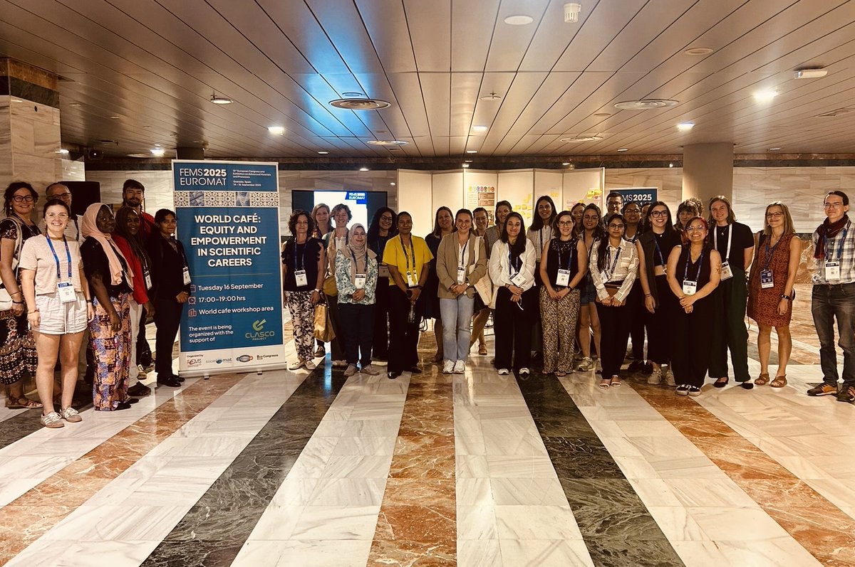 CLASCO_Project's tweet photo. CLASCO hosted a Women Event at #FEMSEUROMAT2025 in Granada: a World Café on equity &amp; empowerment in scientific careers. Inspiring talks, open dialogue &amp; fresh ideas for more inclusive science. Read More: https://t.co/mN0vElxHZd #WomenInScience #EquityInScience https://t.co/OLSyUKqw9Q