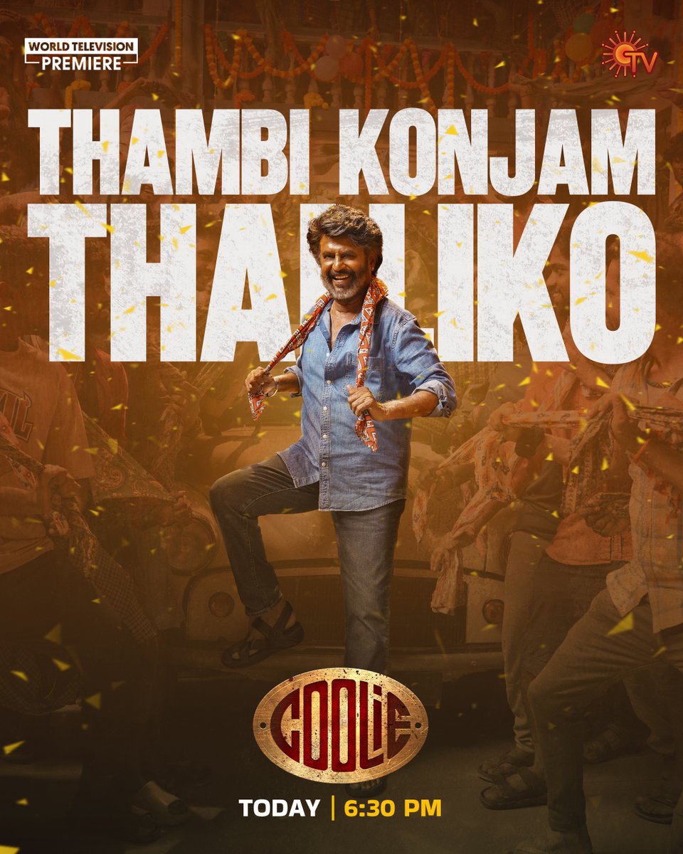 Coolie Varaan Sollikko! 😎

COOLIE | WORLD TELEVISION PREMIERE | TODAY | 6:30 PM

#SunTV #Coolie #CoolieOnSunTV #WorldTelevisionPremiere #SuperstarRajinikanth #Nagarjuna #AamirKhan #SoubinShahir #ShrutiHaasan #Sathyaraj #LokeshKanagaraj #Anirudh #SunDigital