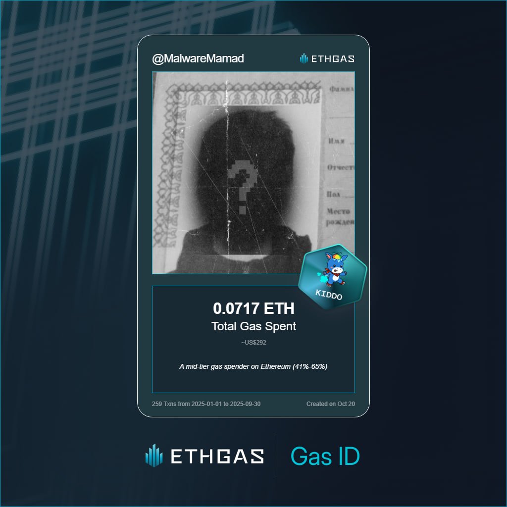 I generated my <a href="/ETHGasOfficial/">ETHGAS</a> Gas ID
burned 0.07+ ETH in fees across wallet, Turned that history into Beans

You can connect your Twitter account here: ethgas.com/community/onbo…

then connect your wallet and complete tasks to earn more Beans.