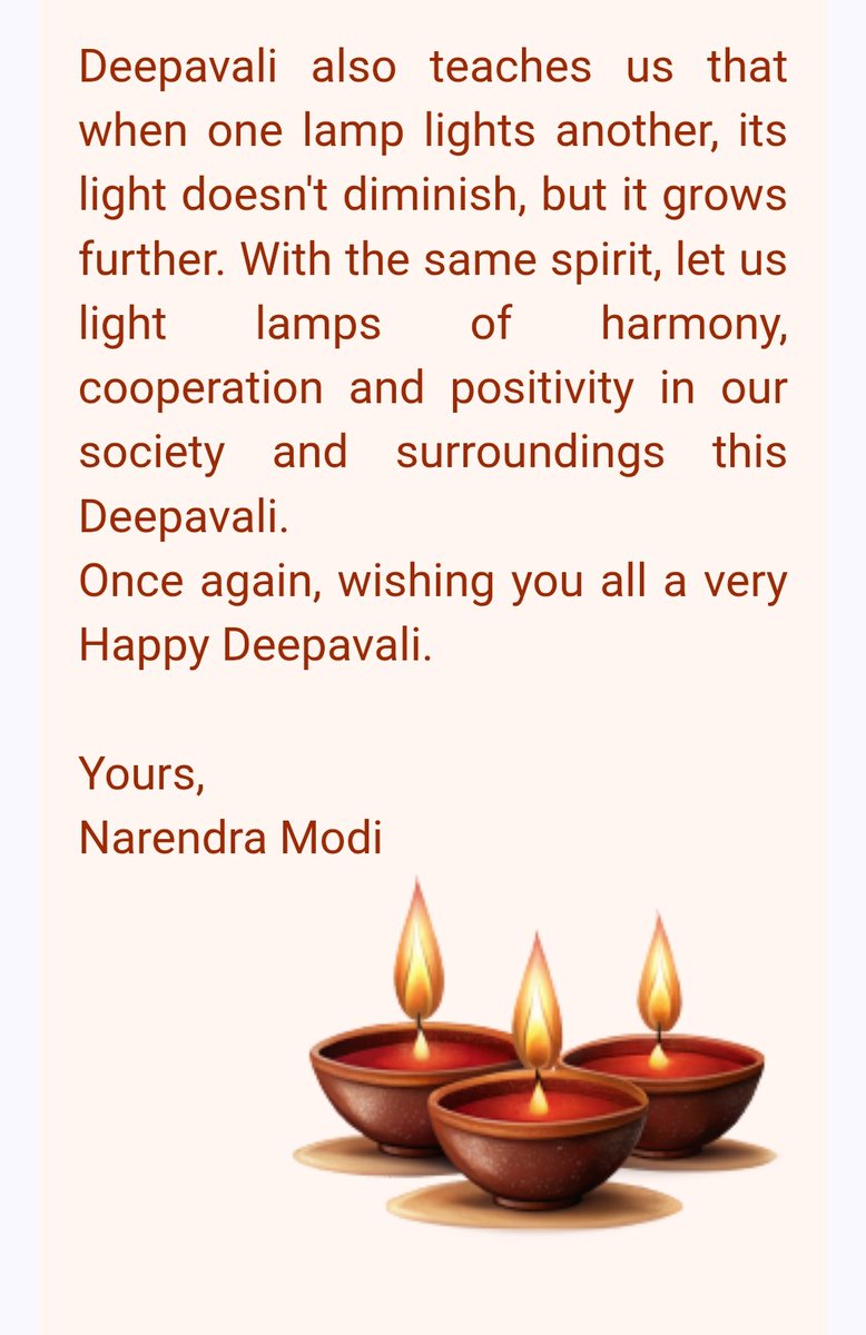 listenjasbir's tweet image. Received this mail thanks @narendramodi ji for Diwali wishes  
Happ Diwali 🪔🙏