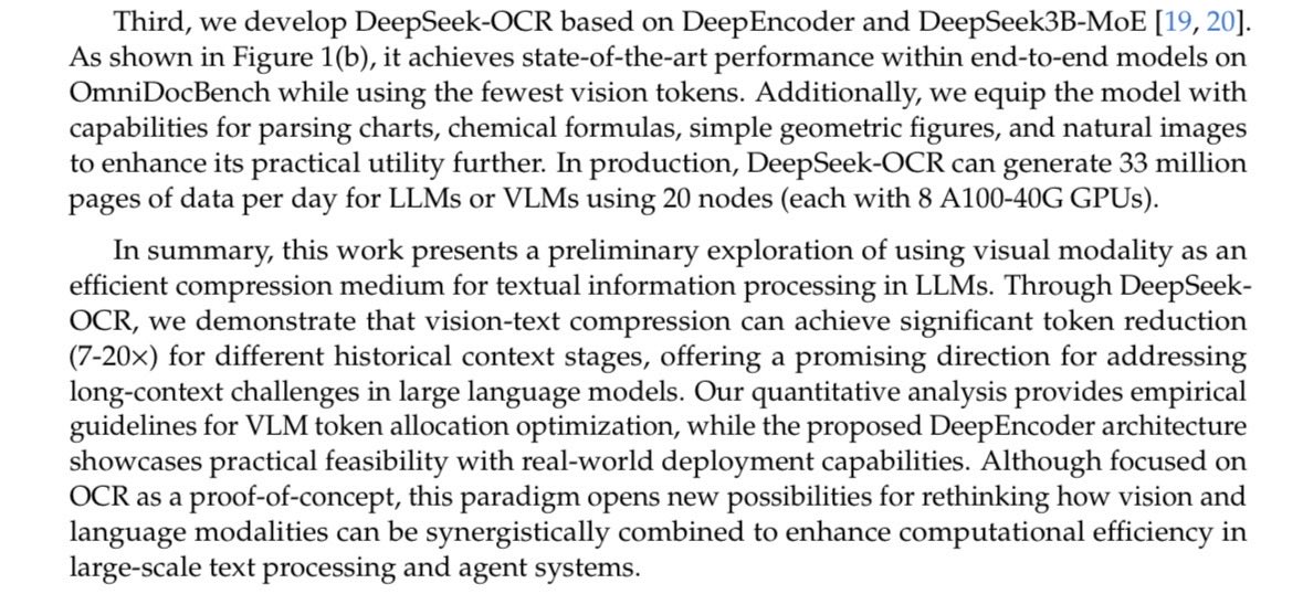 willccbb's tweet image. is it just me or is this deepseek paper really…weird? like the flagship results are all about compression ratios and they’re gesturing at implications for LLM memory but… it’s an OCR model? are they suggesting that LLMs should ingest OCR embeddings of screenshots of old notes??