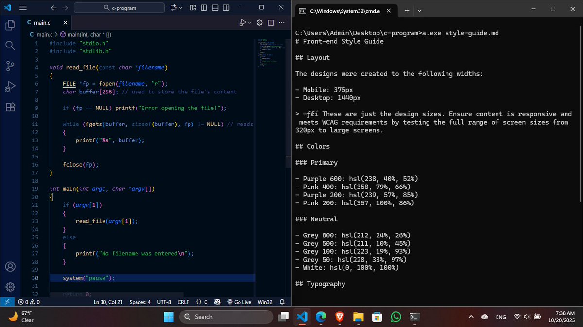 hamdi_beep4's tweet image. Just wrote a C program since I decided I will be learning the C programming language. I want to get more into low level programming and step away a bit from web dev :)