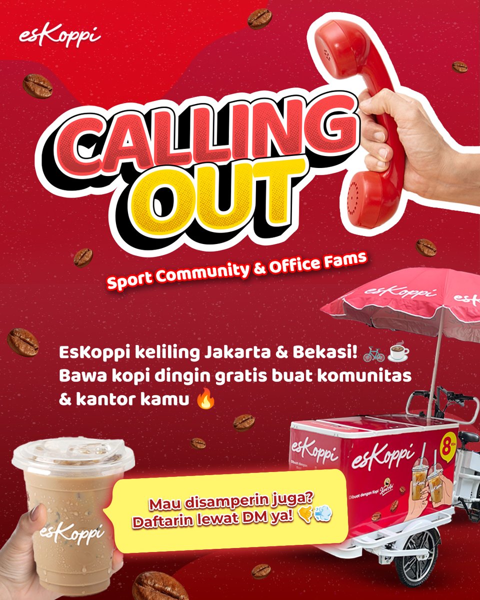eskoppi_id's tweet image. Halo! Teman Koppi 👊🏻
SIAPA YANG #KOMUNITAS ATAU #KANTOR-NYA MAU DIDATENGINN BANGKOPPI?
MinKoppi dateng bawa gebrakan buat kalian para komunitas olahraga dan perkantoran area Jakarta & Bekasi bakal kita kasih #EsKoppi gratis!
Caranya komen “MAU” atau DM MinKoppi yaa!
#FreeKopi