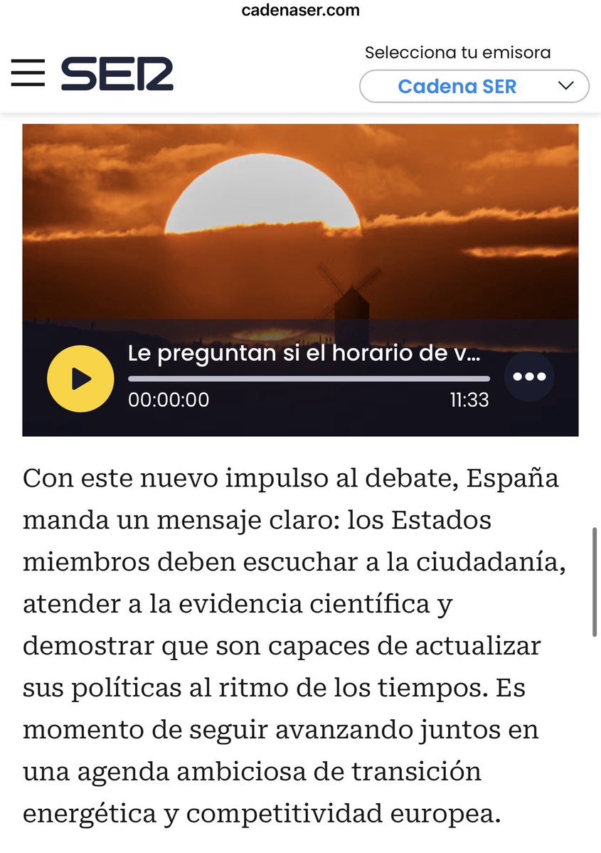 La SER a saco con la cortina de humo del cambio de hora…

Pero… ¿se han olvidado de adaptar el argumentario remitido por Moncloa o ya directamente es que pasan de disimular? 

cadenaser.com/nacional/2025/…
