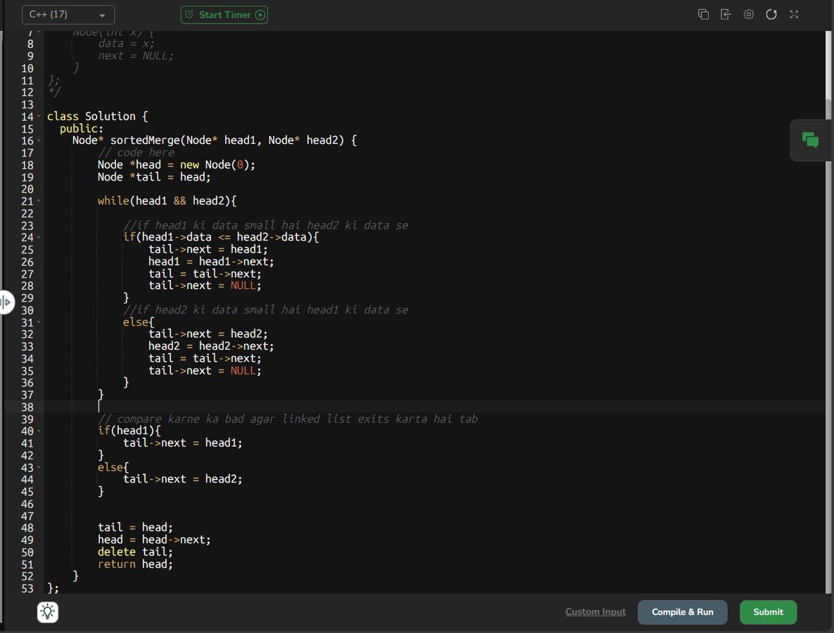 CHAYAN78905's tweet image. 🚀 #Day73 / #180DaysOfCode 🎯
DSA Journey in C++ 📚 | #CoderArmy
📌 Topics: Linked List ⚡
✅ Remove Duplicate Element from Linked List
✅ Merge 2 Sorted LinkedList
✅ Sort a Linked List
Thanks to @rohit_negi9 Bhaiya for the amazing explanation!

#DSA #CPlusPlus #ProblemSolving