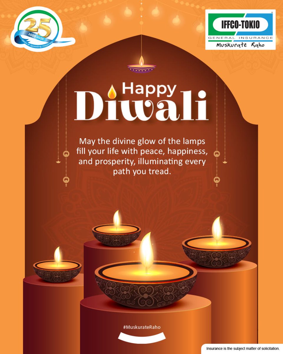 Wishing you and your loved ones a bright Diwali filled with happiness, peace, and prosperity. 

#HappyDiwali from all of us at IFFCO-TOKIO.

#IFFCOTOKIO #MuskurateRaho #HappyDiwali #FestivalOfLights #Diwali2025 #CelebrateSafely