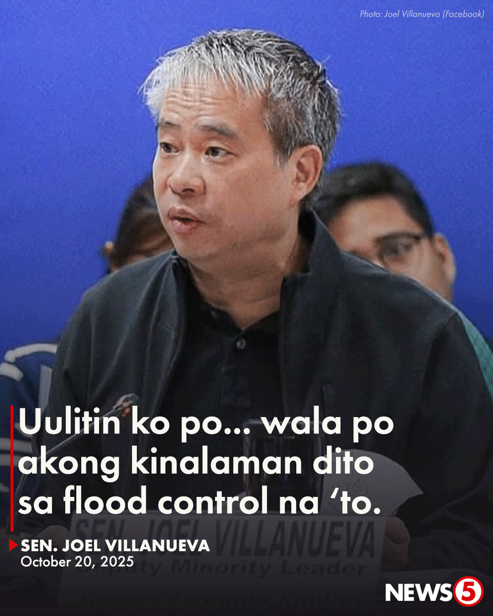 News5PH's tweet image. PANININDIGAN NI SEN. VILLANUEVA

Muling iginiit ni Sen. Joel Villanueva na wala siyang anumang kinalaman sa flood control projects sa Bulacan.

“Wala tayong nilagay or anything about flood control kasi from the very start, galit na galit tayo sa flood control na hindi integrated…