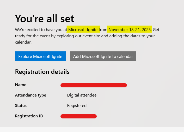 Julius_Aravind's tweet photo. Microsoft Ignite - Nov 18-21, 2025.
Go for it.👍
If unable to make it in person, register for the Online sessions.🗓️
#msignite 
https://t.co/9zK8zgBIuu https://t.co/3Q7XZJv3iv