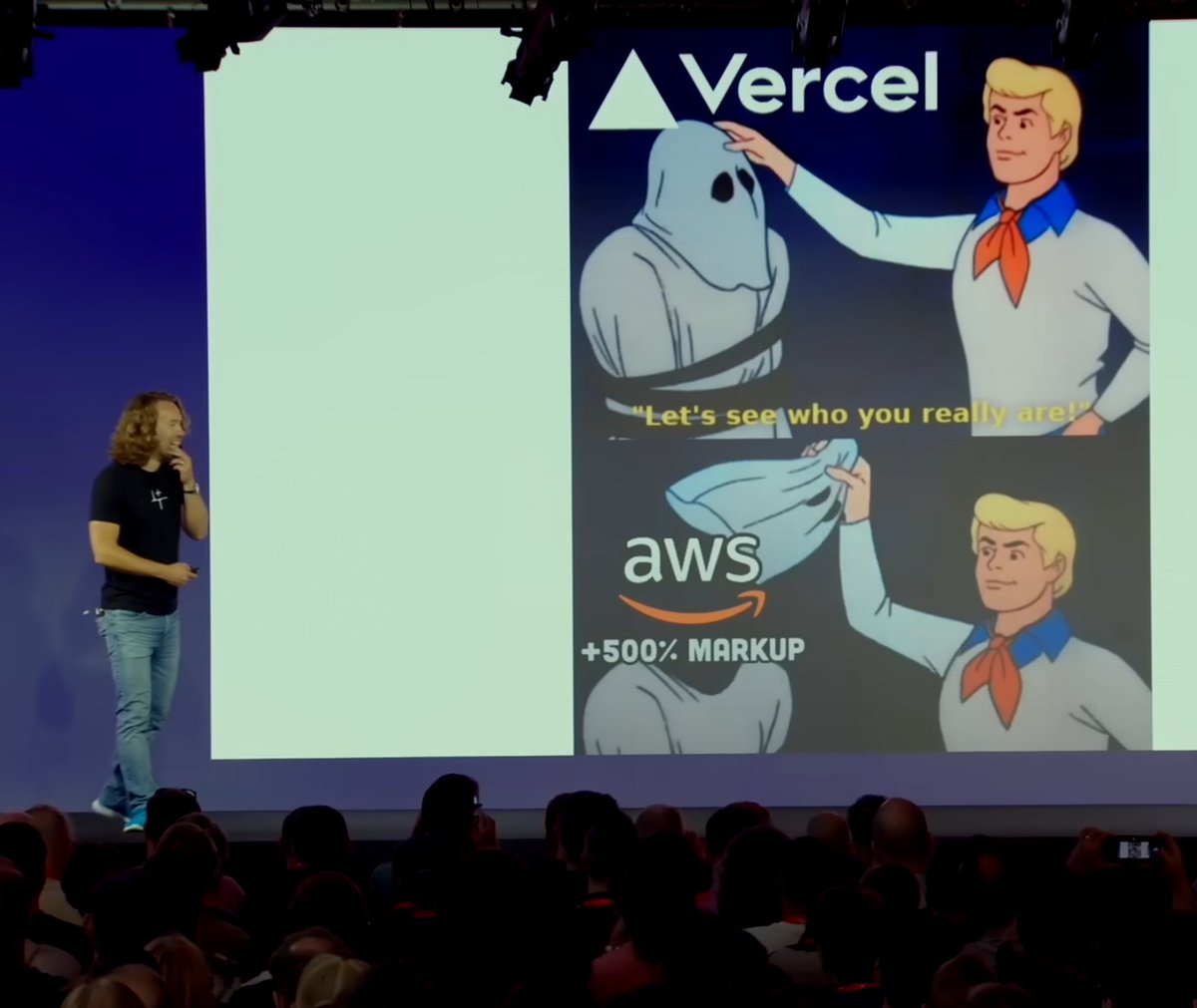 dhh's tweet image. Cloud marketing convinced a generation of programmers that the scariest thing in the world was to connect their own server to the internet. All so they could be sold and resold the same centralized dependencies at huge markups.
youtube.com/watch?v=-cEn_8…
