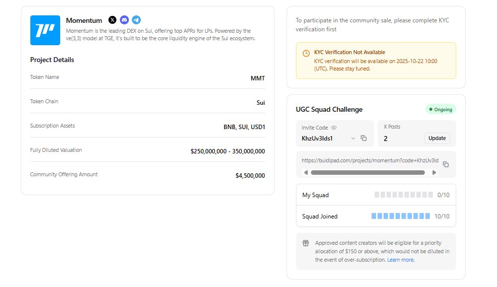 itzmeaashish47's tweet image. ⏳ Time&apos;s ticking!

The window to join the @MMTFinance Priority Allocation Campaign closes in 2 days (Oct 22).

Don’t miss your shot at a guaranteed $150+ allocation 🎯

Join a squad → Create content → Secure your spot
LFG! Ⓜ️Ⓜ️T  🚀
#MMTFinance #Buidlpad #Crypto