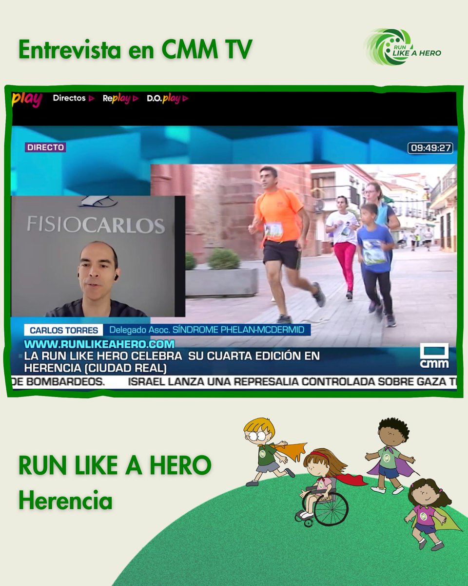 📺 ¡SALIMOS EN CLM TV!

Carlos Javier Torres, Delegado de Castilla-La Mancha, ha sido hoy entrevistado en 
<a href="/CMM_es/">Castilla-La Mancha Media</a> con motivo de la celebración de la carrera solidaria #RunLikeaHero Herencia.

❇️ ¡Apoya este evento solidario comprando tu dorsal KM 0! runlikeahero.com/event/iv-carre…