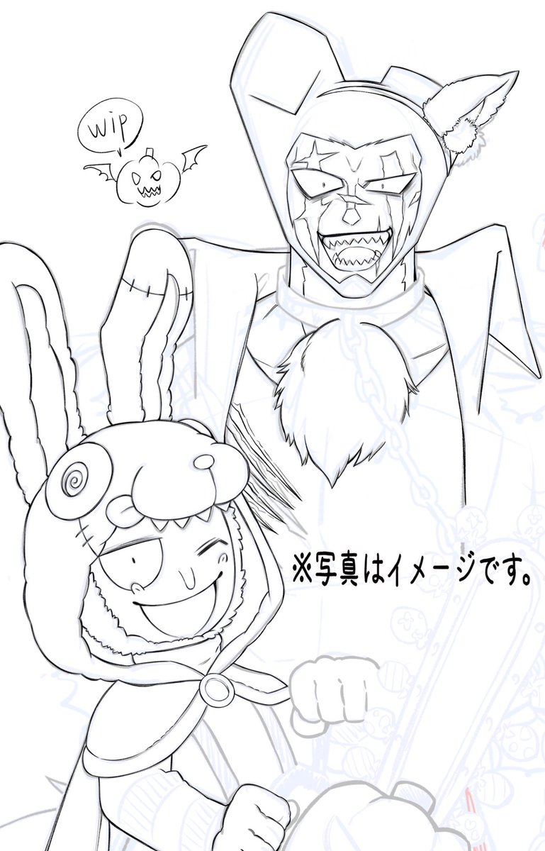 karino_wagashi's tweet photo. ういぷ。
やっぱ細い線の方がサクサク描けるわ🎃
青い人の手の位置は検討中…… https://t.co/42Hs8NU34E