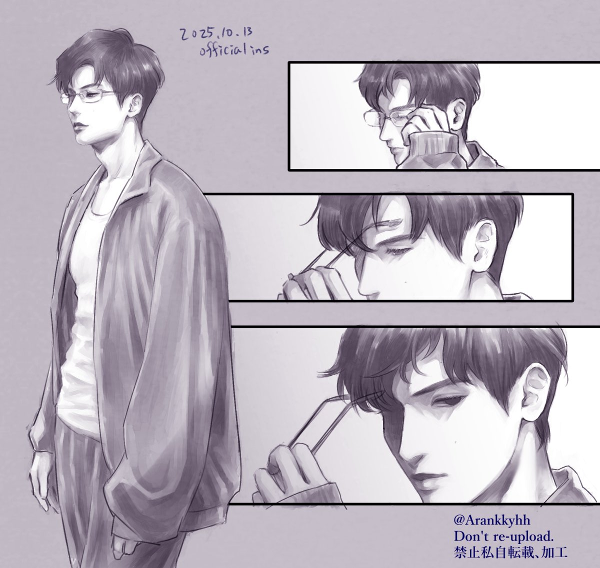 Arankkyhh's tweet photo. 眼鏡に狂わされた1週間だったな👓️
めちゃくちゃ描き込んだけど睫毛とか目元は潰れ気味🥲

#張哲瀚
#张哲瀚
#ZhangZhehan https://t.co/cU64w3O8JF