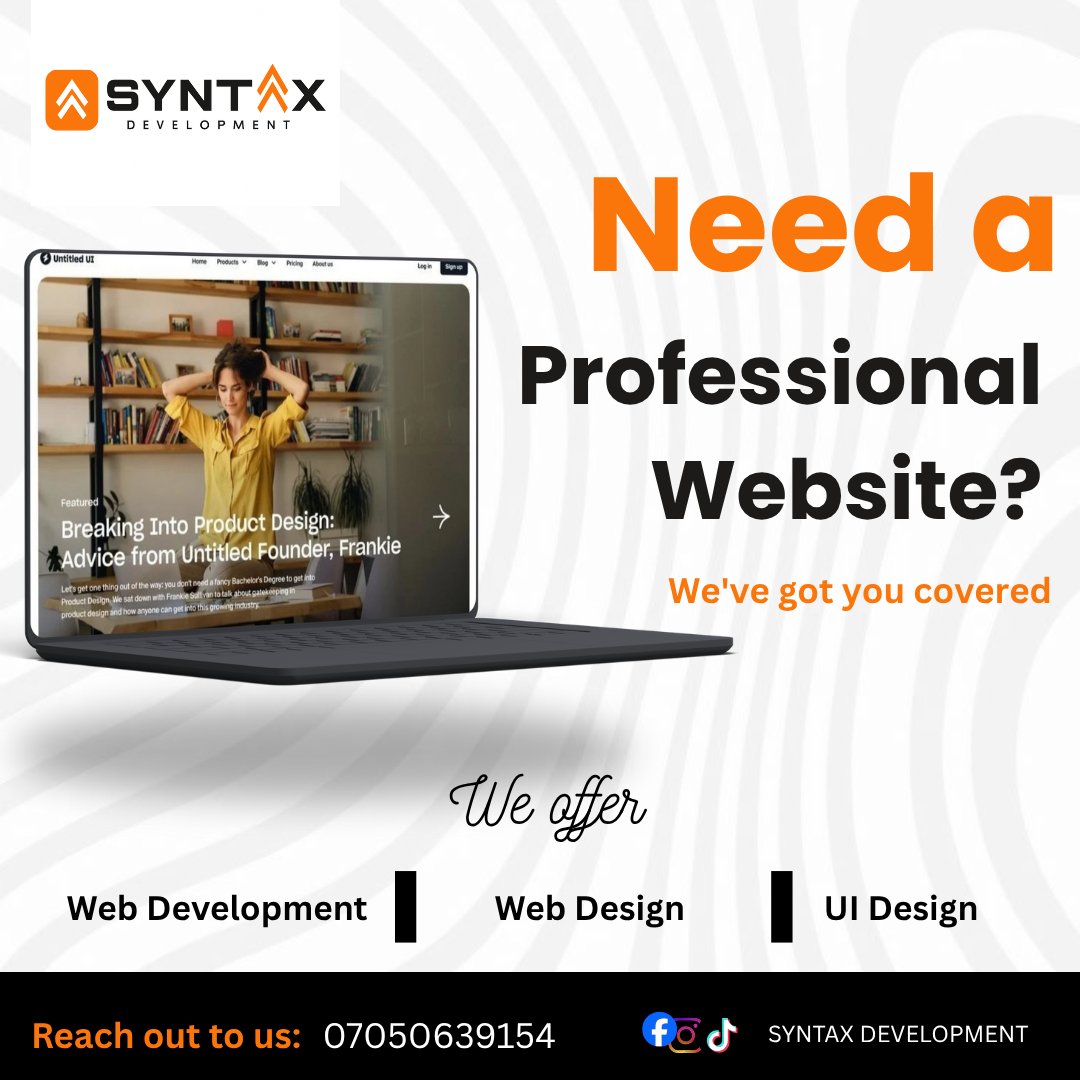 OjochideVi29128's tweet image. We design modern websites, UI, and full-stack solutions for growing businesses. Portfolio & pricing — message us or call 07050639154. #DigitalAgency#WebDevelopment #UIDesign #FrontendDeveloper #FullStackDeveloper #WebsiteDesign #WebsiteDeveloper #ResponsiveDesign