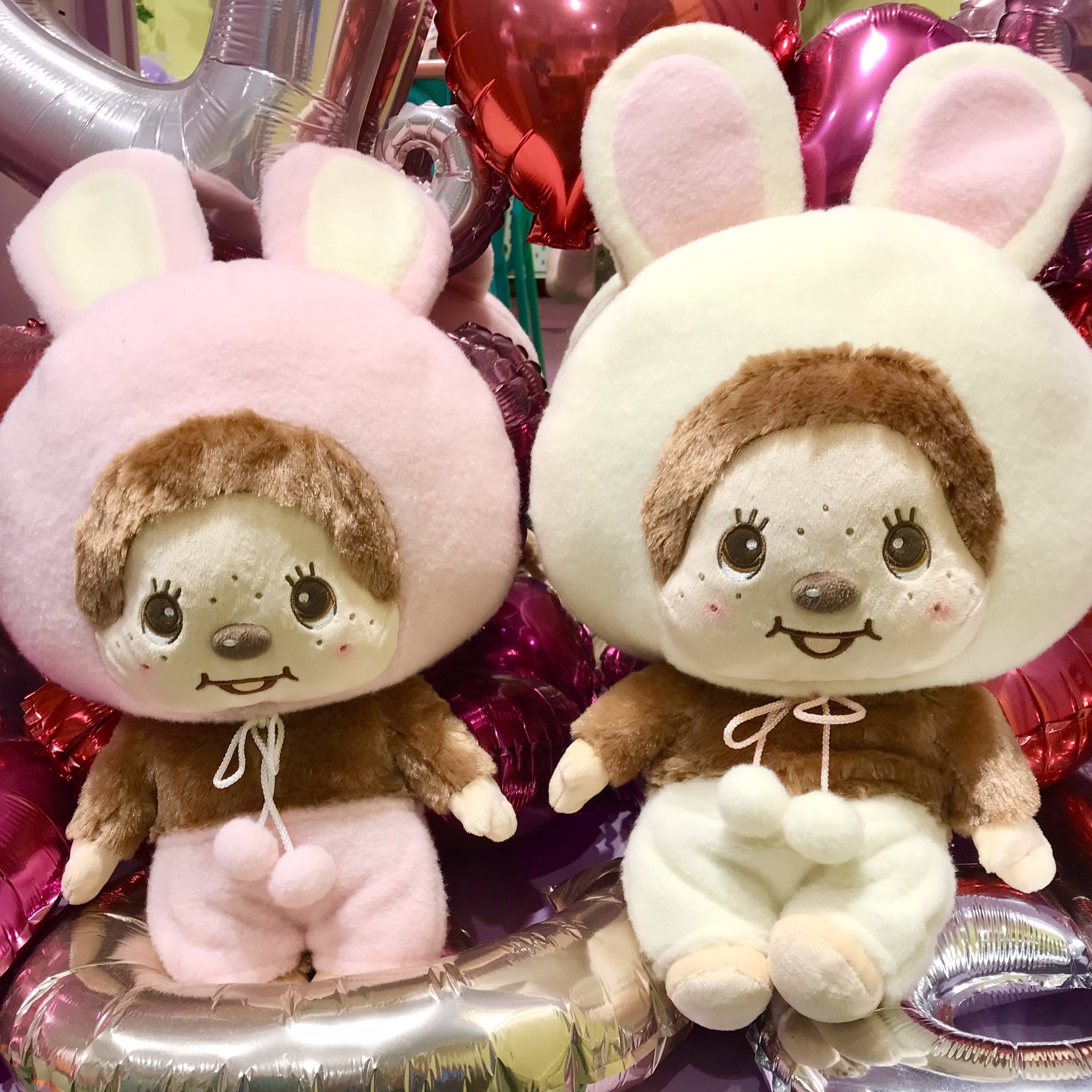 特価　モンチッチ　くすみカラーぬいぐるみ　うさぎぬいぐるみ　5種セット ⑩モンチッチ くすみカラー うさぎさん BIGぬいぐるみ 5個セット