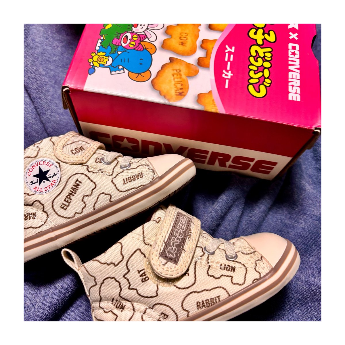 Pinechan1017's tweet photo. 娘ちゃんのファーストシューズはこちらのたべっ子どうぶつ×CONVERSEのシューズに👟🫶
最近少しずつ歩き始めたからこれ履いていっぱい歩こうね~~~🦛🐰🐊🐈🐘🐣❣️ https://t.co/ws0Far5IBT