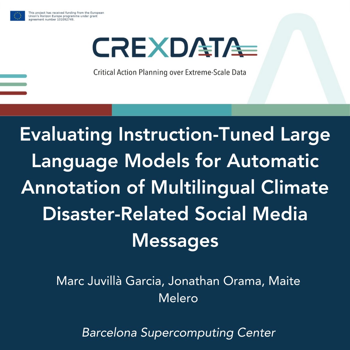 🚨New Publication! 
Our partner <a href="/BSC_CNS/">BSC-CNS</a> explores the use of LLMs for automatically annotating multilingual social media messages during climate disasters.

📄 Read more: crexdata.eu/publication/ev…