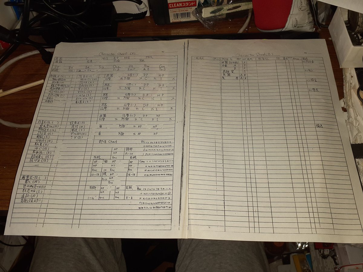 #ケイオシアム50周年コン
のために発掘した42年前に書いた、ルーンクエスト２版魔改造版のキャラクターシート

大学時代の思い出