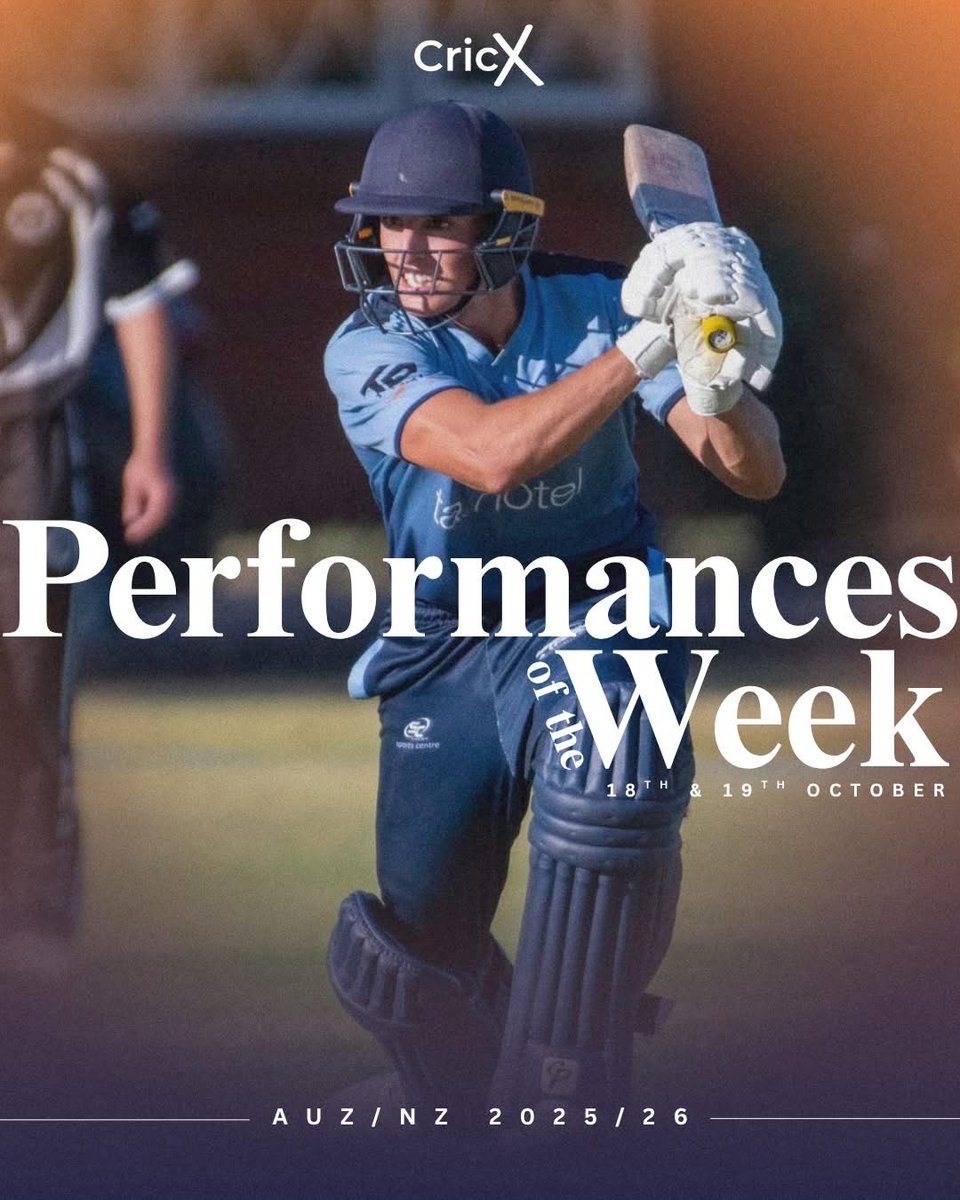 cricketagency's tweet image. 𝐏𝐞𝐫𝐟𝐨𝐫𝐦𝐚𝐧𝐜𝐞𝐬 𝐨𝐟 𝐭𝐡𝐞 𝐖𝐞𝐞𝐤 📊
𝐀𝐮𝐬𝐭𝐫𝐚𝐥𝐢𝐚 &amp;amp; 𝐍𝐞𝐰 𝐙𝐞𝐚𝐥𝐚𝐧𝐝 - 𝟐𝟎𝟐𝟓/𝟐𝟔 𝐒𝐞𝐚𝐬𝐨𝐧

A huge weekend for the CricX stable Down Under, with standout performances lighting up Australia and New Zealand. 💥

Congratulations to everyone who made it…