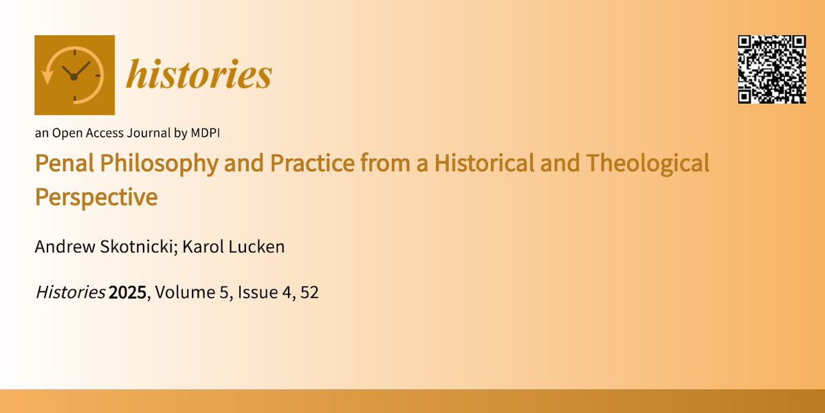 🔸New article explores #PenalPhilosophy through the lens of early Christian monastic traditions.

From #PenitentialRituals to modern prisons, it critiques punishment using a theological metanarrative, moral ontology &amp; the reality of sin.

📖 Read: brnw.ch/21wWLCw
