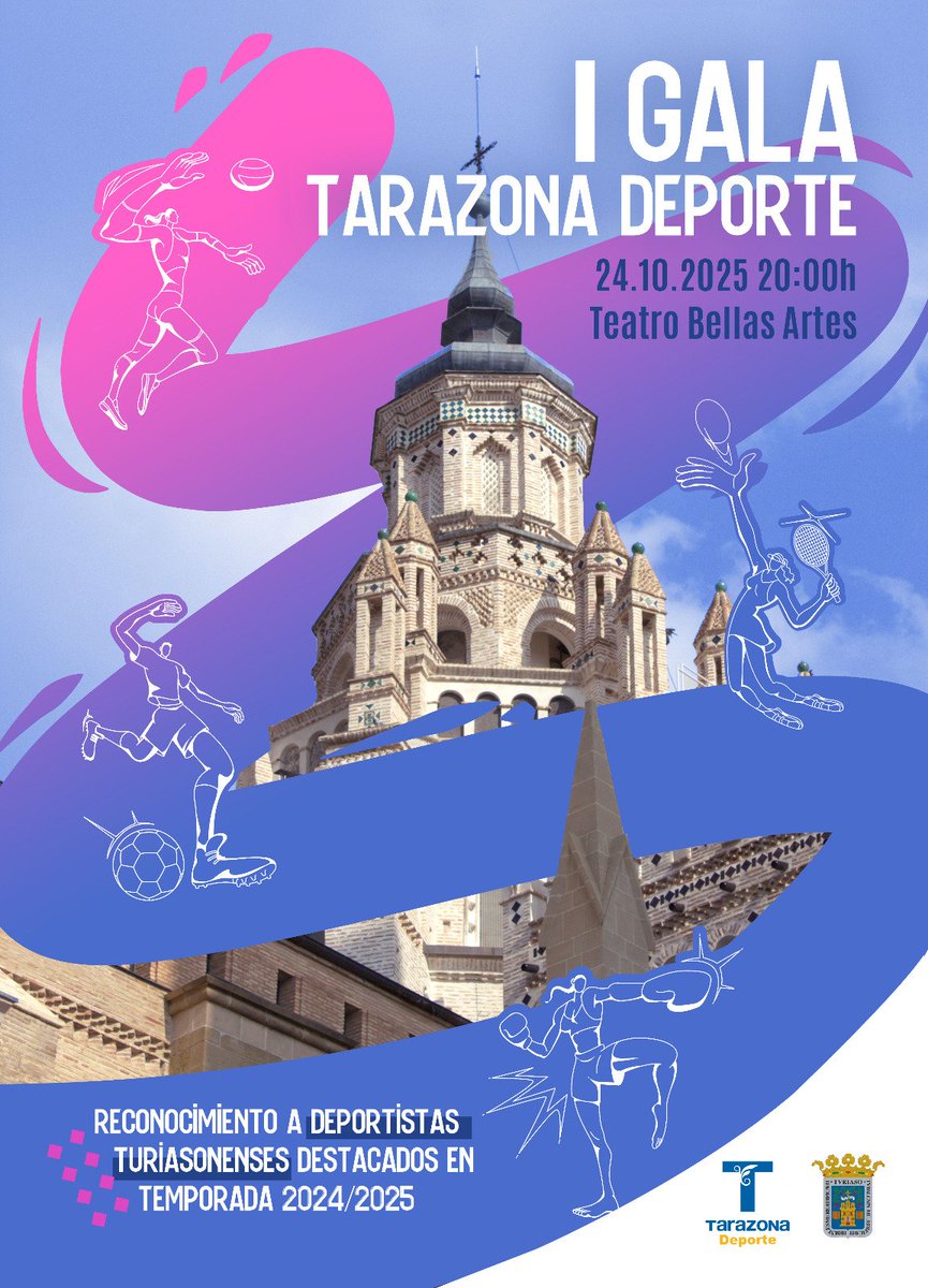🏆 💫El Ayuntamiento te invita a una cita muy especial con el deporte local, la  “I Gala Tarazona Deporte”. 

👏 Reconocimiento a los y las deportistas más destacados de la temporada 2024-2025.

📅 Viernes, 24 de octubre
🕗 20:00 h
📍 Teatro Bellas Artes

 #IGalaTarazonaDeporte