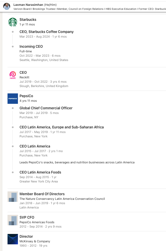 1littlecoder's tweet image. This virality of this tweet is everything wrong with X
Banger title but completely wrong!
The CEO here left McKinsey in 2012, then he was leading at Pespsi - even became CEO of LatAm, then CEO of Reckitt until 2022
StarBucks recruited him after almost 10 years of him ding…