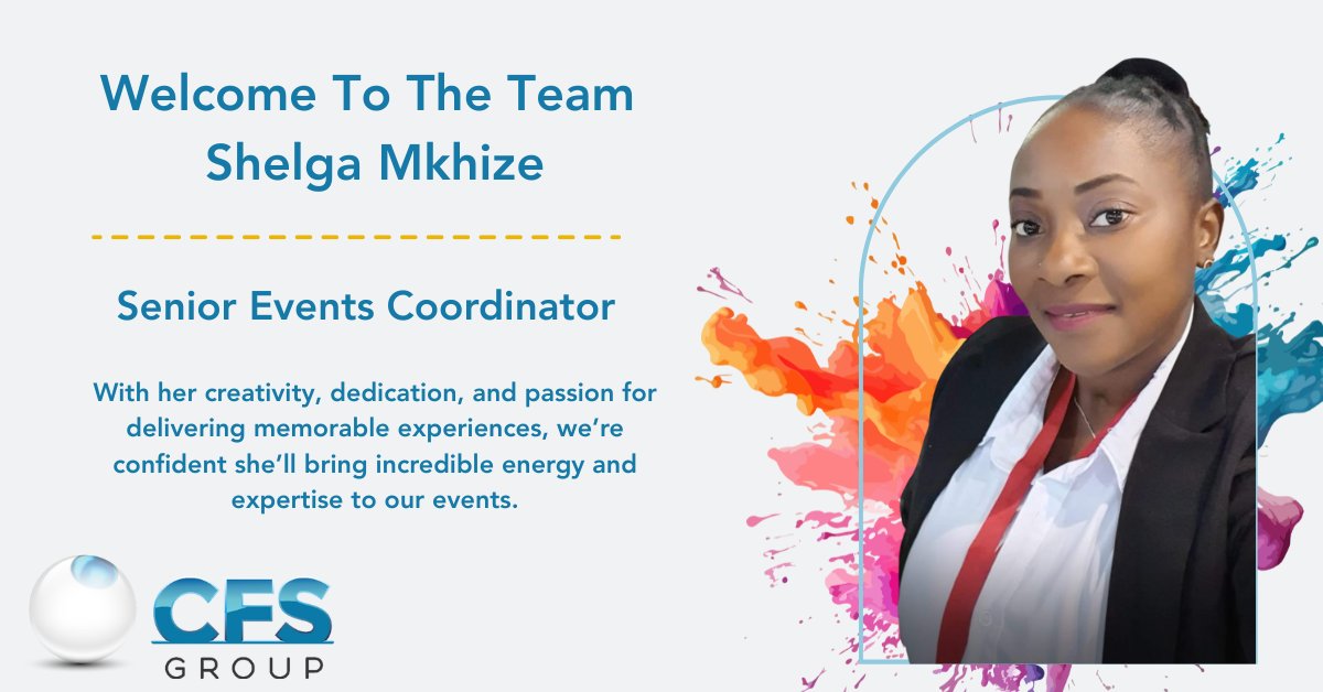 cfs_software's tweet image. 🌟 Welcome to the CFS Team, Shelga Mkhize! 🌟 Excited to have her join us as our new Senior Events Coordinator — bringing creativity, passion &amp;amp; energy to every event! 💫 #WelcomeToCFS #TeamCFS #EventsExcellence