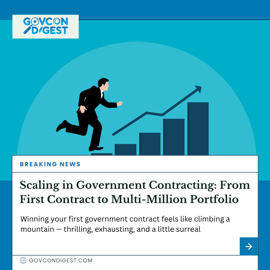 GovConDigest's tweet image. 📈 From first federal win to multi-million portfolio—scaling in GovCon takes consistency, compliance &amp;amp; credibility.
👉 How did you grow past your first contract?
#SmallBusiness  #FederalContracts #Growth