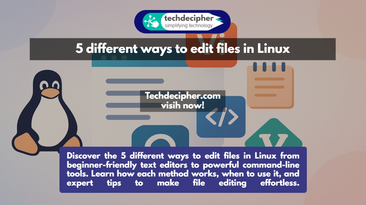 waytopranav's tweet image. Discover the 5 different ways to edit files in Linux from beginner-friendly text editors to powerful command-line tools.
techdecipher.com/5-different-wa…
#Linux, #LinuxTips, #OpenSource, #CommandLine, #Vim, #Nano, #SysAdmin, #LinuxCommunity, #TechDecipher, #CodingLife