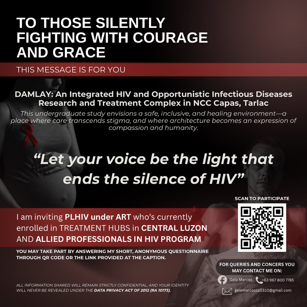 GeloGelicious's tweet photo. Isang mapagpalayang araw!

I am inviting PLHIV in CENTRAL LUZON and ALLIED PROFESSIONALS IN HIV PROGRAM to take part in this study by answering a short online survey. 

SURVEY QUESTIONNAIRE LINK:
https://t.co/HmH5wCDbRM

#PLHIVdiaries  #PLHIV #TRENDING https://t.co/M5WXkwnad3