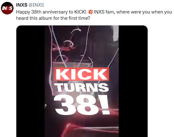 "¡Feliz 38 aniversario a KICK! Familia INXS, ¿dónde estaban cuando escucharon este álbum por primera vez?"