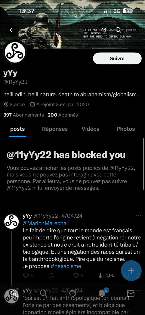 axlsansleE's tweet photo. @11yYy22 @axelsansleE @remigrachonne @Thodalz @puunisher000 @AlertesInfos L’intérêt de répondre pour bloquer après ? https://t.co/mJuLlwIoZi
