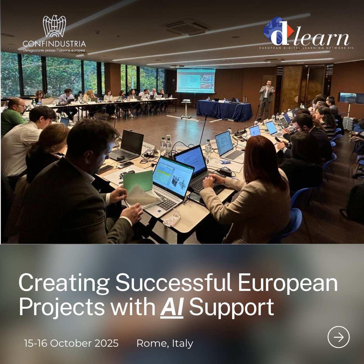 dlearneu's tweet image. The course “Creating Successful European Projects with AI Support” was successfully held, led by GIANLUCA COPPOLA, President of the European Digital Learning Network ETS, in collaboration with Confindustria.

#EuropeanProjects #AIforProjects #ErasmusPlus #ProjectManagement