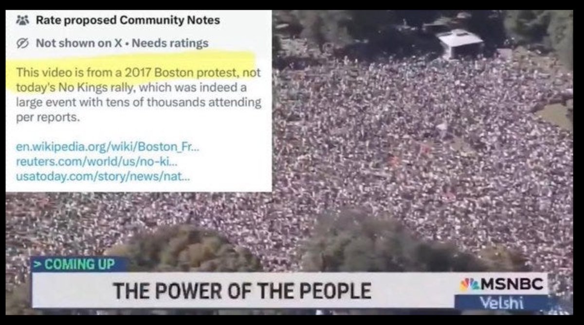VoteChecker (@votechecker) on Twitter photo Thanks to <a href="/elonmusk/">Elon Musk</a>… MSDNC was caught deliberately lying with false images promoting Boston’s “No Kings” show. Thanks to <a href="/elonmusk/">Elon Musk</a>… MSDNC was caught deliberately lying with false images promoting Boston’s “No Kings” show.