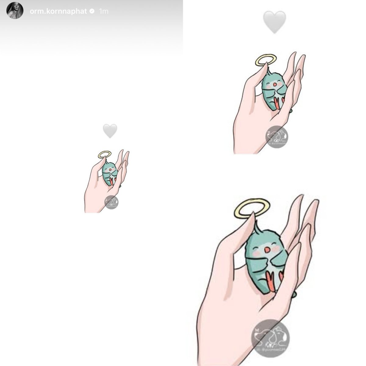 น้องออมมาแชร์รูปอาบูชิกเก้น พร้อม หัวใจสีขาว อีโม อาบูจะอยู่ในใจทุกคนเสมอน้าลูก 🤍