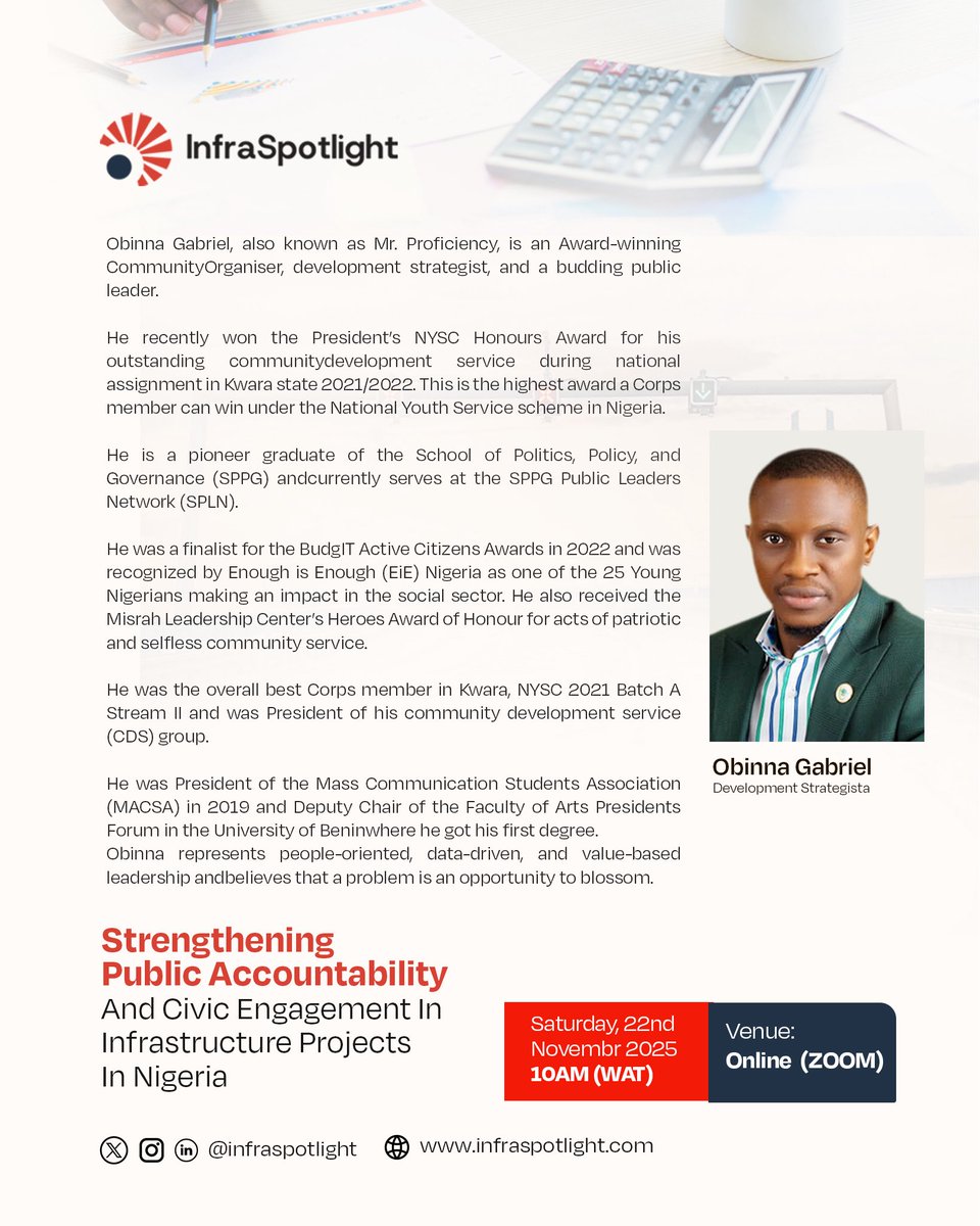We’re thrilled to have <a href="/GabrielObinna6/">Obinna Gabriel</a> join us at our upcoming workshop!

Obinna is an award-winning community organiser with a proven track record in community service.

He’ll be sharing practical insights from his inspiring journey.

🔗Register - forms.gle/X6csjXpdQjDfyX…