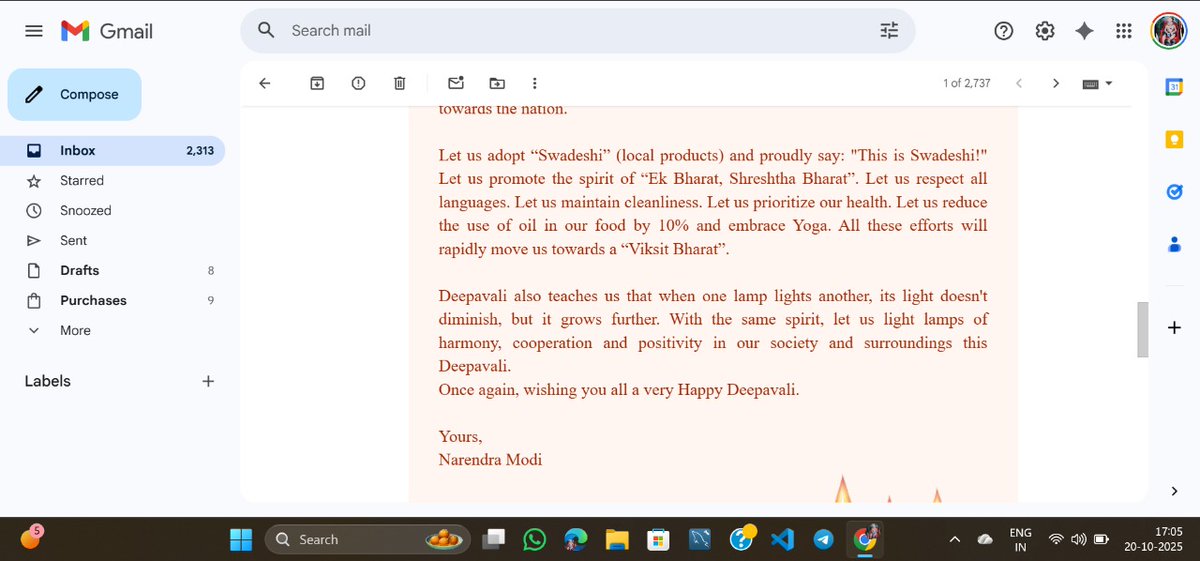 Anwarul23_'s tweet image. PM @narendramodi ji Deepavali message truly touched the heart 💫

“When one lamp lights another, its light doesn&apos;t diminish – it multiplies.”

May we all spread light, positivity, and unity this festive season.

#happydiwali #modiji #lightofindia #Anwarul #Anwarul23_