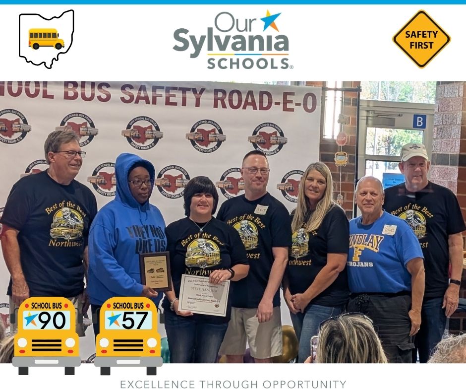 SylvaniaSchools's tweet image. We&apos;re kicking off #BusSafetyWeek with a big CONGRATULATIONS to Ed, Arlene, and the entire Northwest OH team on their 3rd place finish at this weekend&apos;s School Bus Driver Safety Road-E-O STATE competition!! #BusSafety #SafetyFirst #States #sylvaniastaff #excellence #opportunities