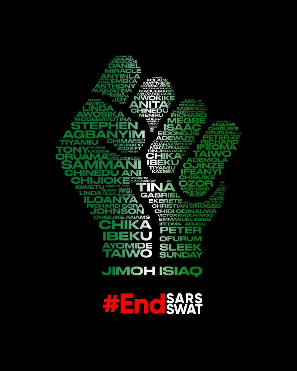 It took me less than an hour to put this design together. But the fight against police brutality has taken years and too many lives.

20.10.20 🕊️

#EndSARS #NeverForget #endpolicebrutality