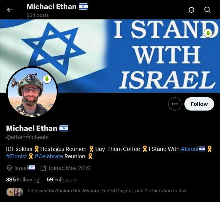 🚨 SCAM ALERT:
Report this scam account - <a href="/ethanmicheals/">Michael Ethan 🇮🇱</a> - asking people for money, this is a fake account.

It stole its picture from Noy Leyb, a real soldier who's images are sadly used in many scams

Plus, this idiot can't even spell "Israel" right

#ScamAlert #scammer